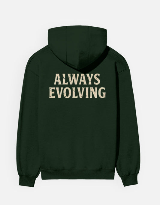 Always Evolving- Hoodie sweatshirt regular fit cotton fabric heavyweight fabric detail view by HAViT Apparel