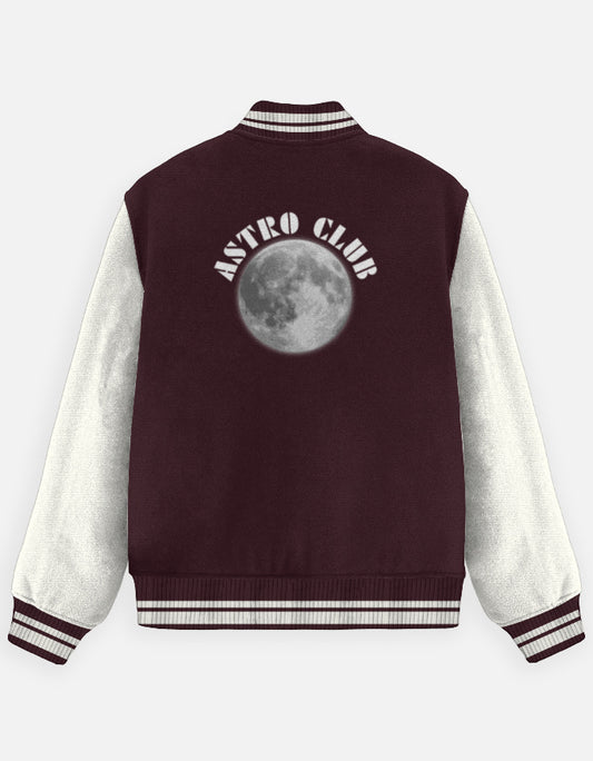 Space Edition Varsity Jacket – Astro Club jacket cotton fabric heavyweight fabric graphic print detail view by HAViT Apparel