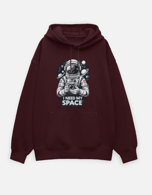 I Need My Space- Oversized Hoodie hoodie oversized fit cotton fabric heavyweight fabric detail view by HAViT Apparel