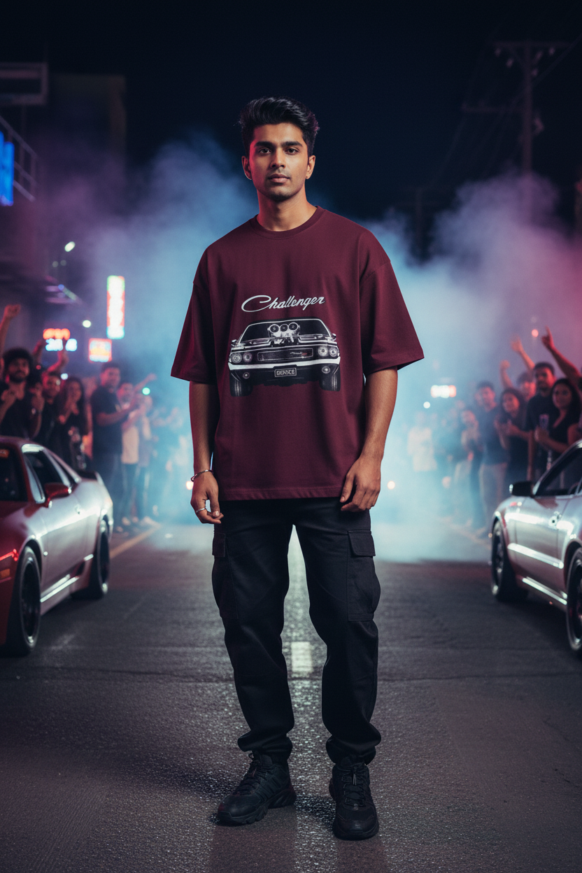 Midnight Muscle Frontline – Oversized Terry T-Shirt