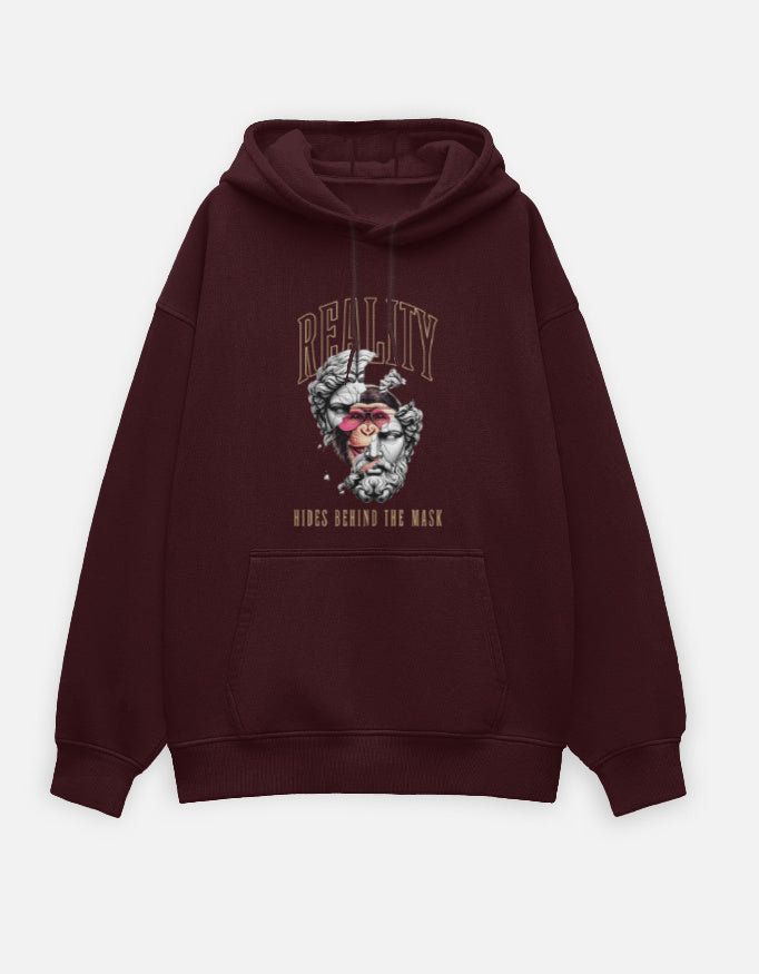 Reality- Oversized Hoodie hoodie oversized fit cotton fabric heavyweight fabric detail view by HAViT Apparel