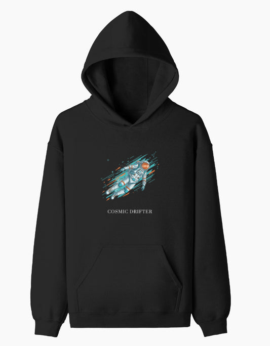 Cosmic Drifter- Pullover Hoodie sweatshirt regular fit cotton fabric heavyweight fabric detail view by HAViT Apparel
