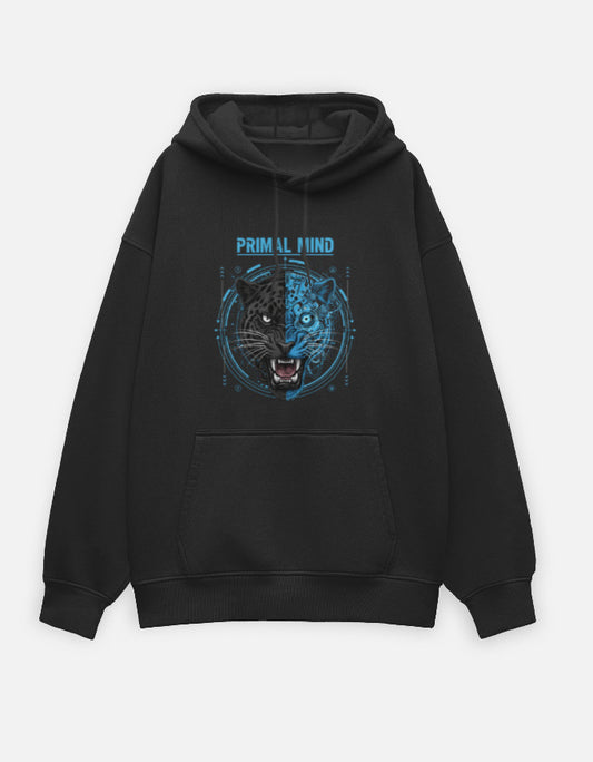 Primal Mind- Oversized Hoodie sweatshirt oversized fit cotton fabric heavyweight fabric detail view by HAViT Apparel