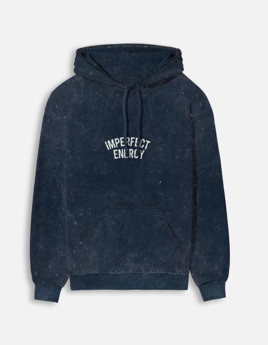 Imperfect Energy- Acid Washed Hoodie hoodie oversized fit acid washed cotton fabric heavyweight fabric printed design detail view by HAViT Apparel