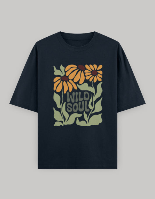 Untamed Soul Oversized Cotton T-Shirt t-shirt oversized fit cotton fabric heavyweight fabric printed design detail view by HAViT Apparel