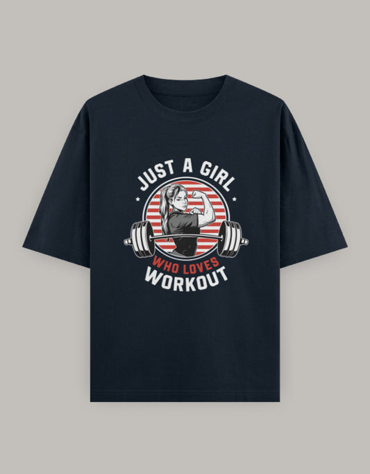 Girl Power Oversized Workout Tee t-shirt oversized fit detail view by HAViT Apparel