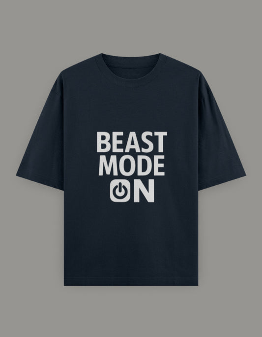 Bold Beast Mode Classic Oversize tee t-shirt oversized fit printed design detail view by HAViT Apparel