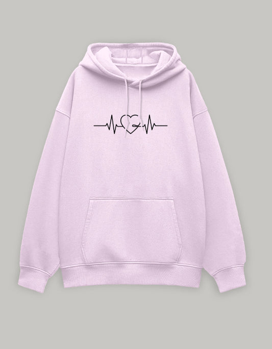 Love Pulse Oversized Hoodie hoodie oversized fit cotton fabric heavyweight fabric graphic print detail view by HAViT Apparel
