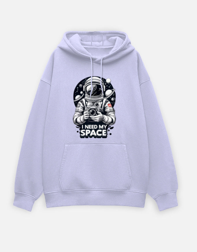 I Need My Space- Oversized Hoodie hoodie oversized fit cotton fabric heavyweight fabric detail view by HAViT Apparel