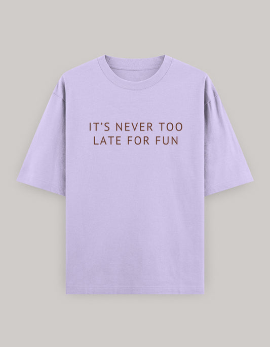 Never Too Late Oversized Statement Tee t-shirt oversized fit cotton fabric heavyweight fabric printed design detail view by HAViT Apparel