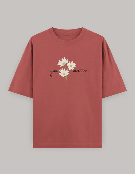 Self Love Bloom Oversized Tee t-shirt oversized fit cotton fabric heavyweight fabric printed design detail view by HAViT Apparel