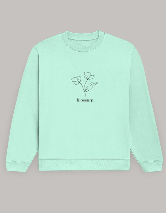 Women’s Regular Fit Sweatshirt with Blossom Floral Graphic Dark Edition sweatshirt regular fit cotton fabric heavyweight fabric printed design detail view by HAViT Apparel