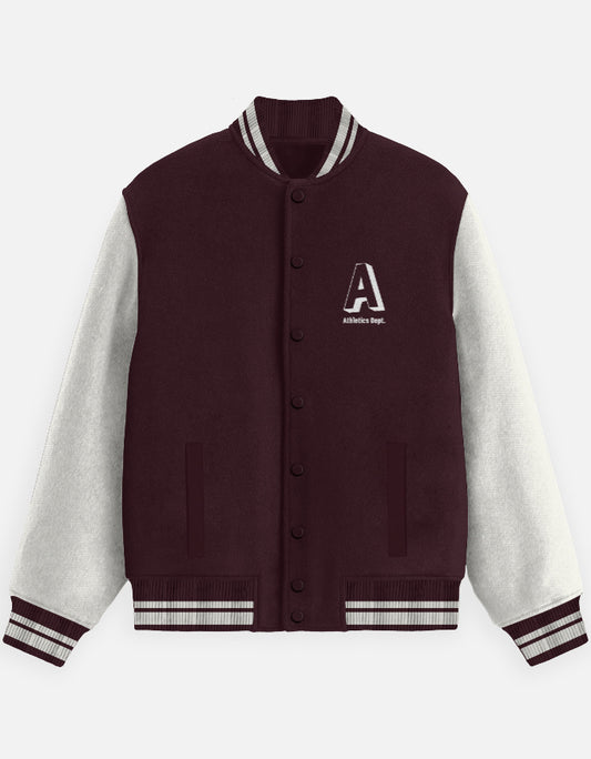 Vintage Athletic Varsity Jacket jacket cotton fabric heavyweight fabric printed design detail view by HAViT Apparel