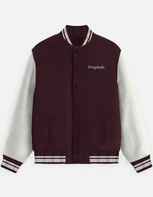 Minimal Luxury Varsity Jacket – Originals Edition jacket cotton fabric heavyweight fabric detail view by HAViT Apparel