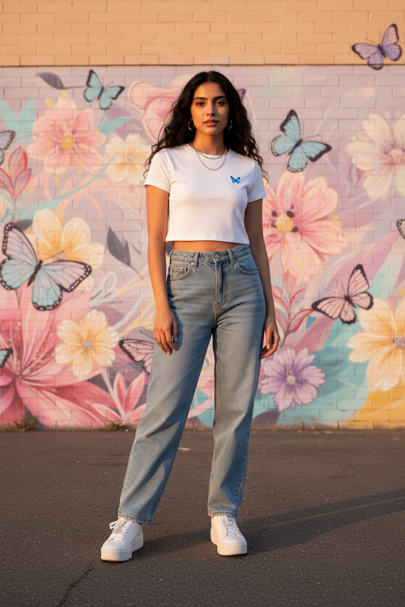 Minimal Butterfly Graphic Baby Tee