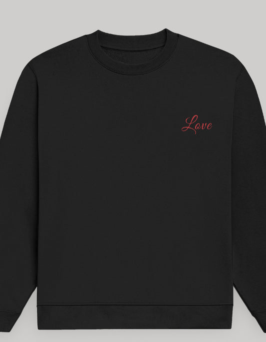 Aesthetic Women’s Sweatshirt – Left Pocket Love Edition sweatshirt regular fit cotton fabric heavyweight fabric graphic print printed design detail view by HAViT Apparel