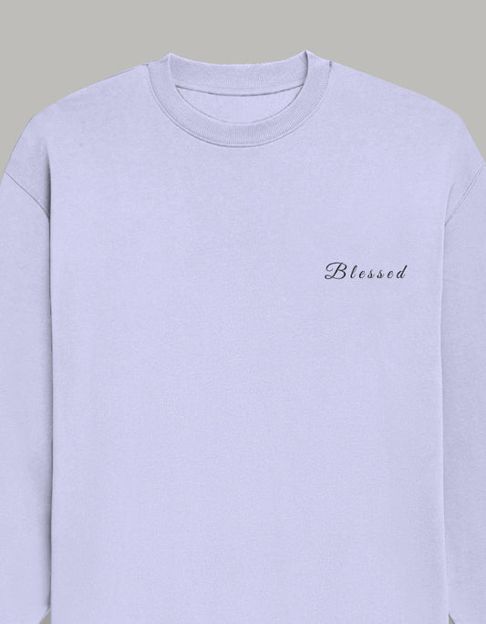Blessed Oversized Sweatshirt-Premium Comfort Studio fit sweatshirt oversized fit cotton fabric heavyweight fabric printed design detail view by HAViT Apparel