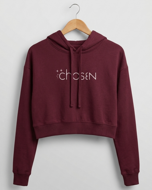 Chosen Cropped Hoodie – Bold Graphic Print hoodie cotton fabric heavyweight fabric graphic print printed design detail view by HAViT Apparel