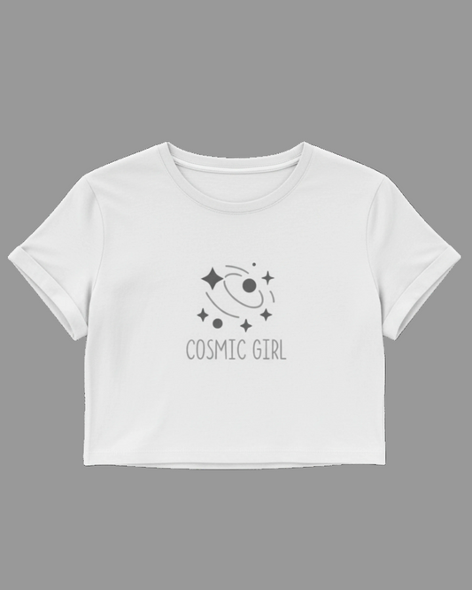 Cosmic Girl Crop Top cotton fabric heavyweight fabric detail view by HAViT Apparel