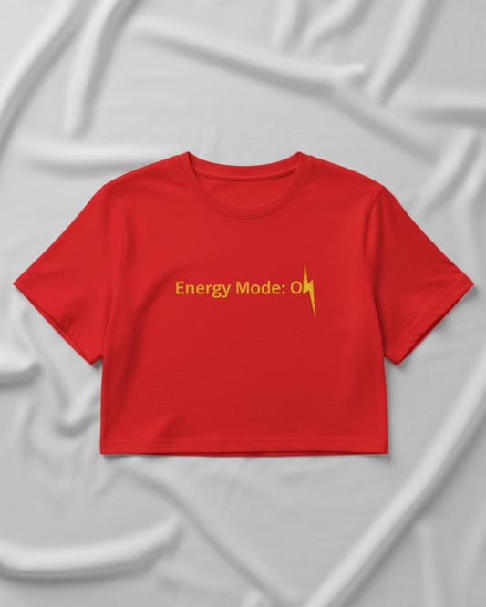 Energy Mode On Crop Tee cotton fabric heavyweight fabric detail view by HAViT Apparel