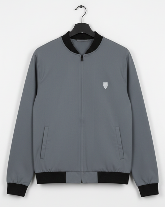 Urban Slate Printed Bomber Jacket – Premium Quality jacket regular fit heavyweight fabric printed design detail view by HAViT Apparel