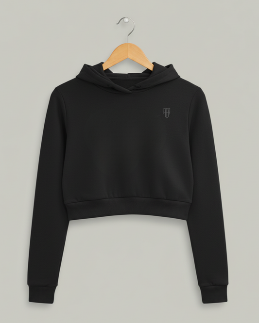 HAVIT Essential Cropped Hoodie hoodie cotton fabric heavyweight fabric printed design detail view by HAViT Apparel