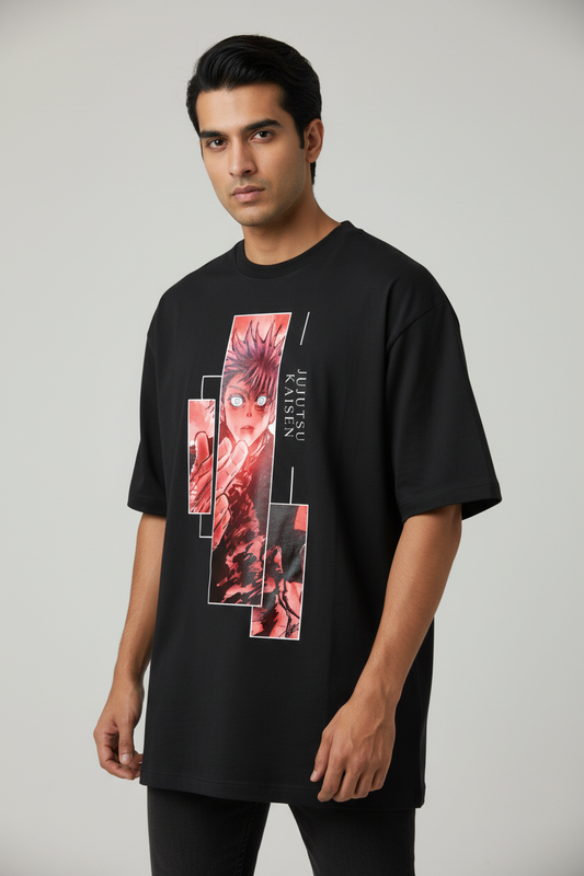 Awakened Vessel Oversized T-Shirt – Black – Front – Indian Male Model
