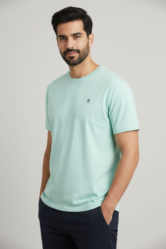 Men's Cotton Stretch T-Shirt – Mint – Indian Male Model