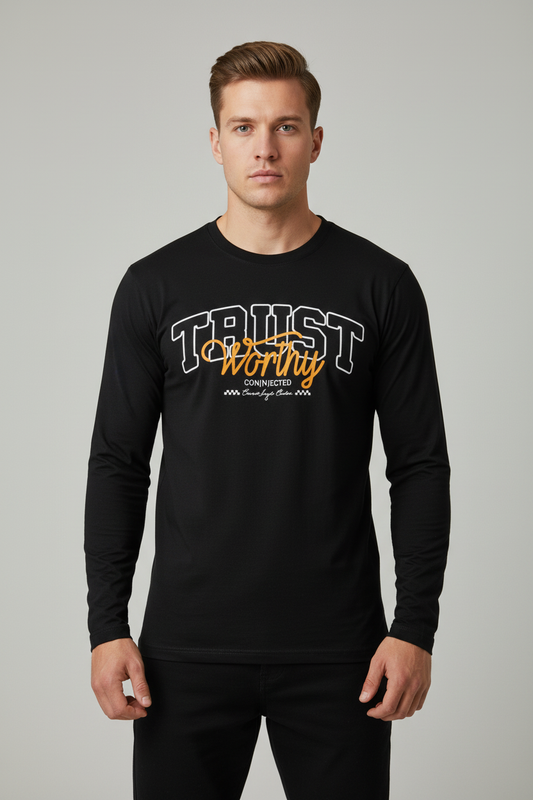 Model wearing Trust Worthy Full Sleeve T-Shirt