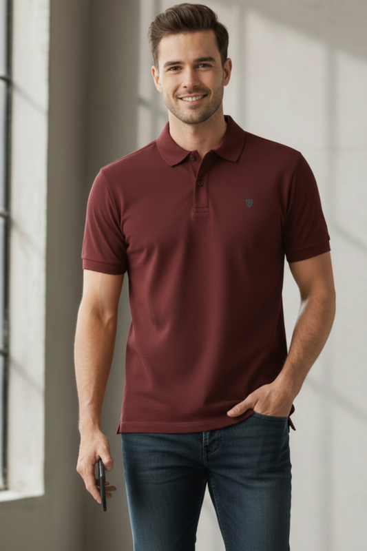 Classic Men's Polo t-shirt regular fit cotton fabric heavyweight fabric detail view by HAViT Apparel