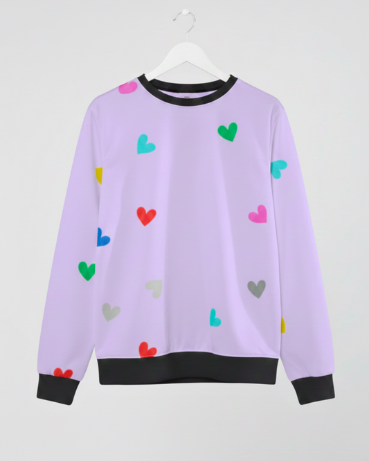 Cute Hearts Pattern Women's Sweatshirt sweatshirt regular fit heavyweight fabric printed design detail view by HAViT Apparel