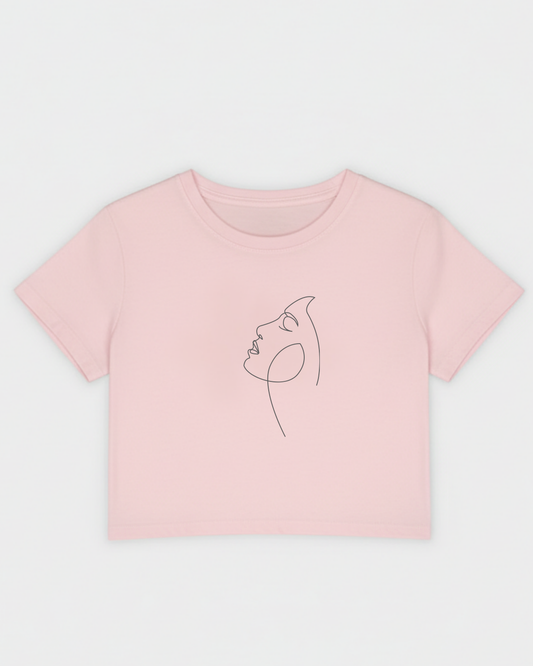Single Line Beauty Crop Top cotton fabric heavyweight fabric detail view by HAViT Apparel