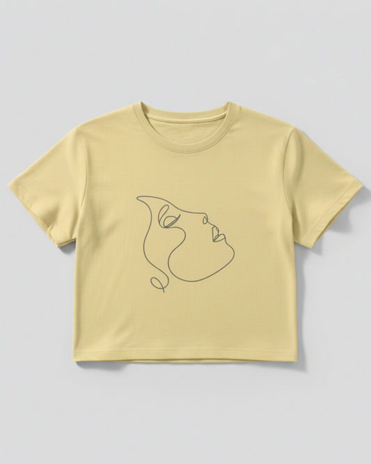 Single Line Silhouette Crop Top cotton fabric heavyweight fabric detail view by HAViT Apparel