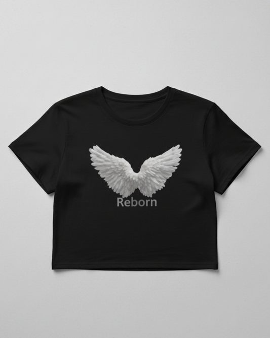 Reborn Angel Crop Top cotton fabric heavyweight fabric detail view by HAViT Apparel