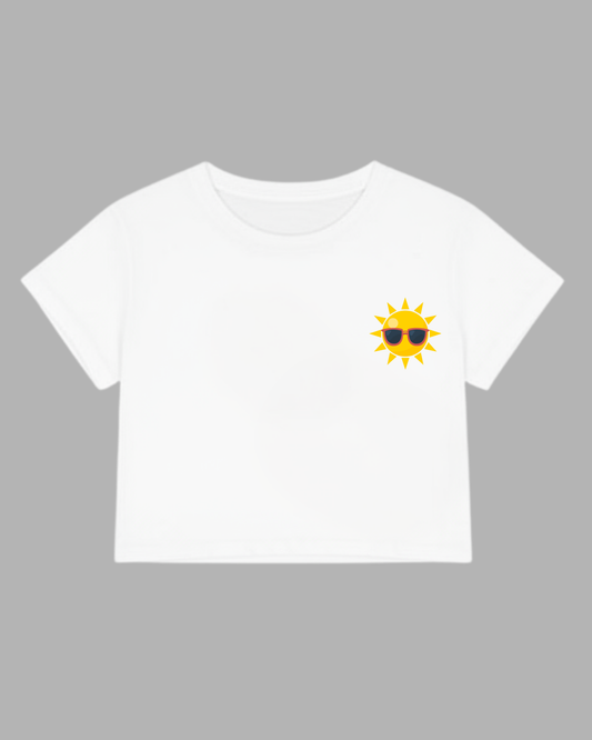 Sunny Smiley Crop Top cotton fabric heavyweight fabric detail view by HAViT Apparel