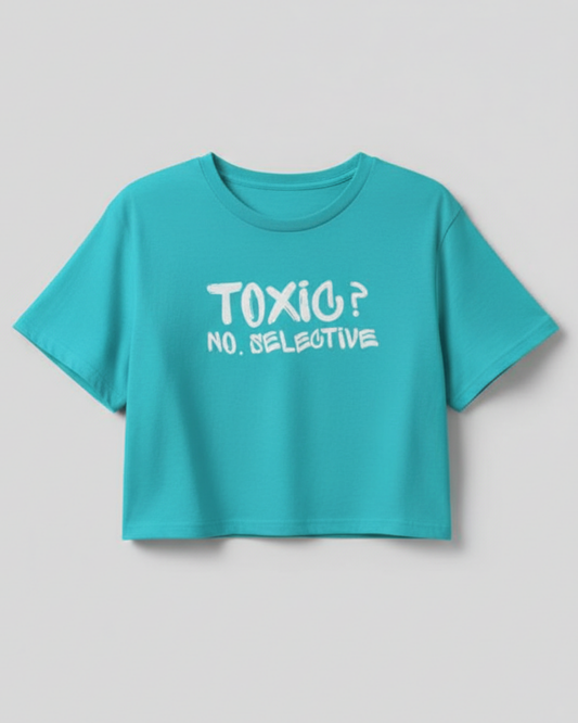 Minimal Toxic Vibes Crop Tee cotton fabric heavyweight fabric detail view by HAViT Apparel