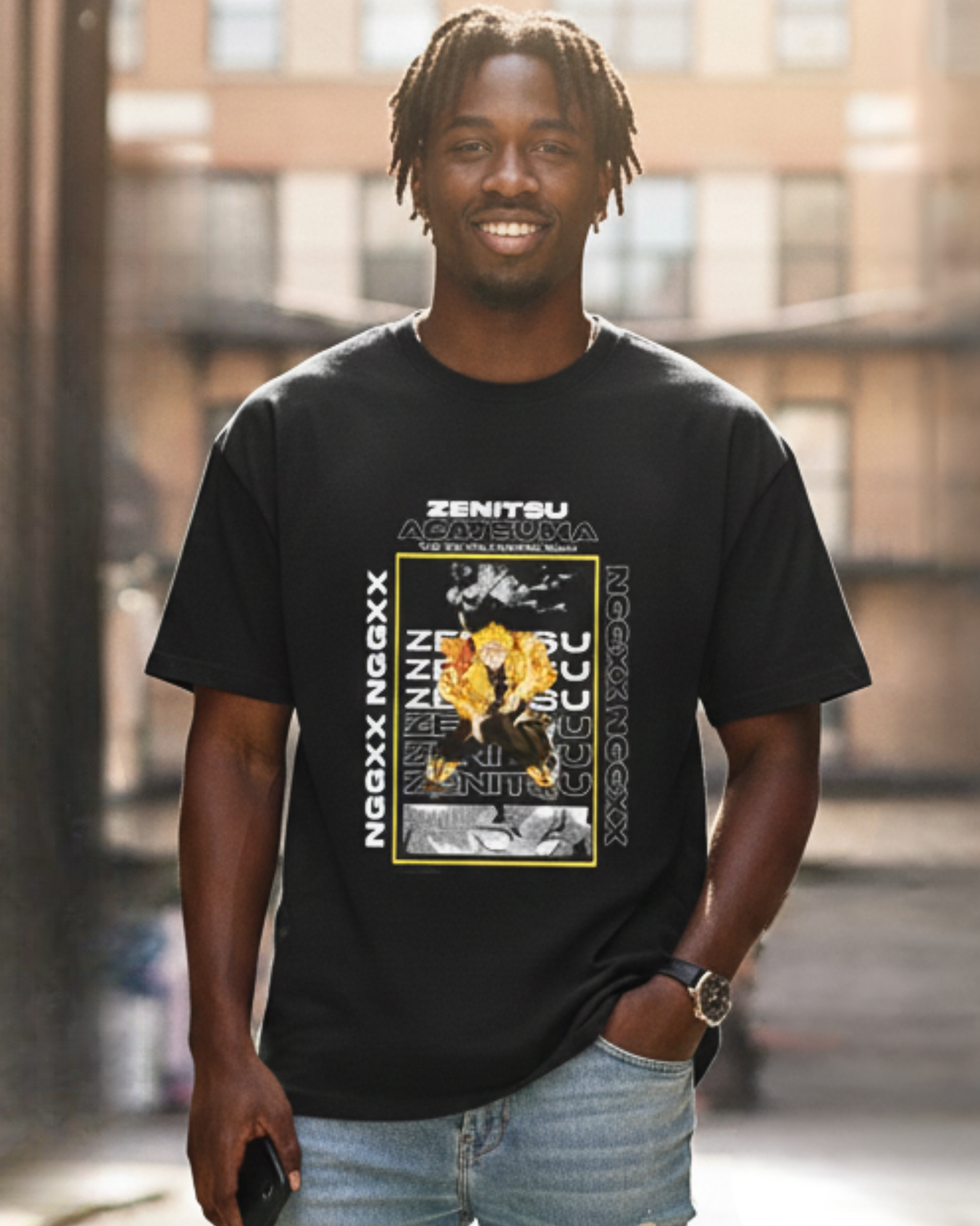 Anime Oversized Classic T-Shirt t-shirt oversized fit cotton fabric heavyweight fabric detail view by HAViT Apparel