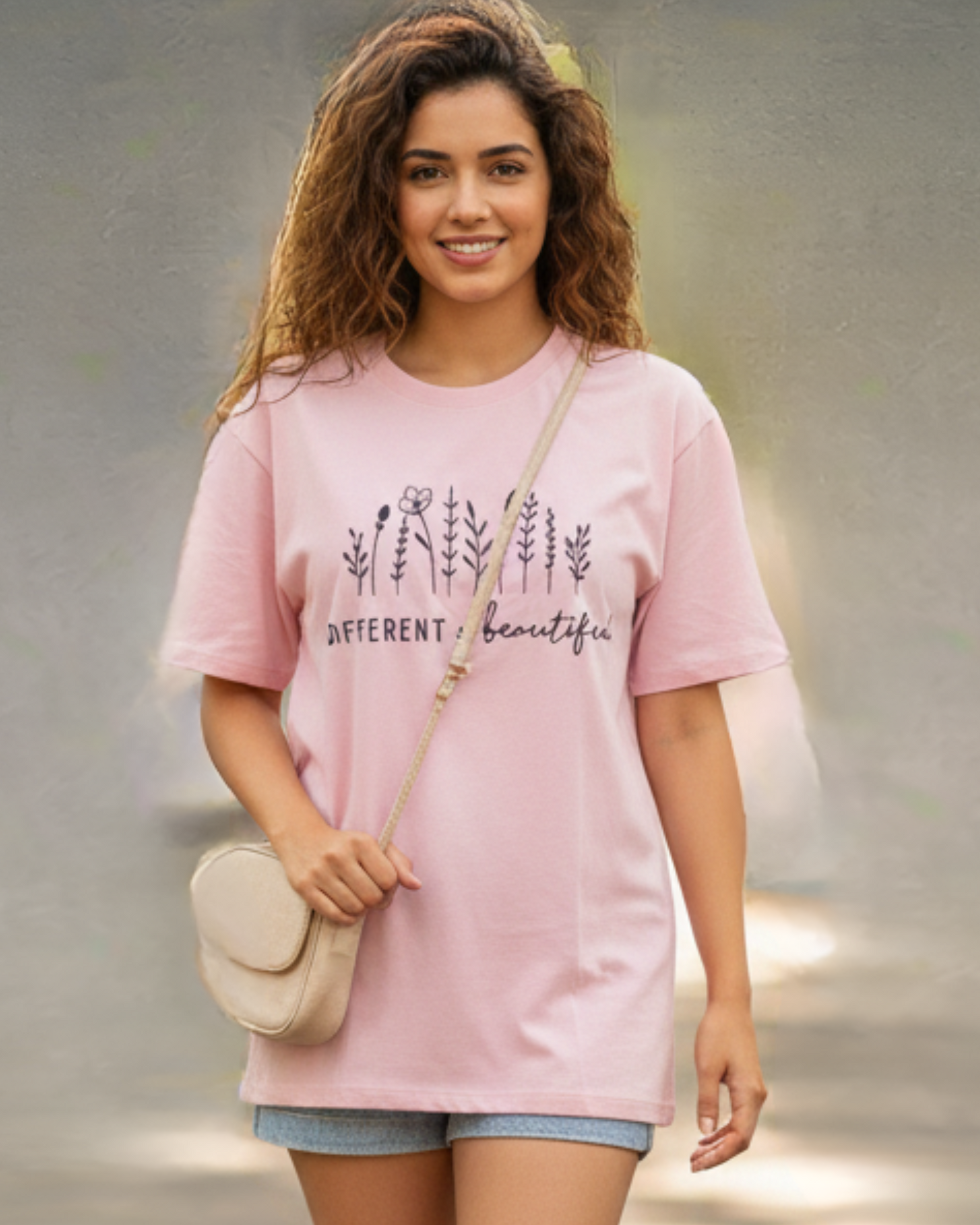 Beautifully Different Statement Oversized Tee t-shirt oversized fit cotton fabric heavyweight fabric printed design detail view by HAViT Apparel