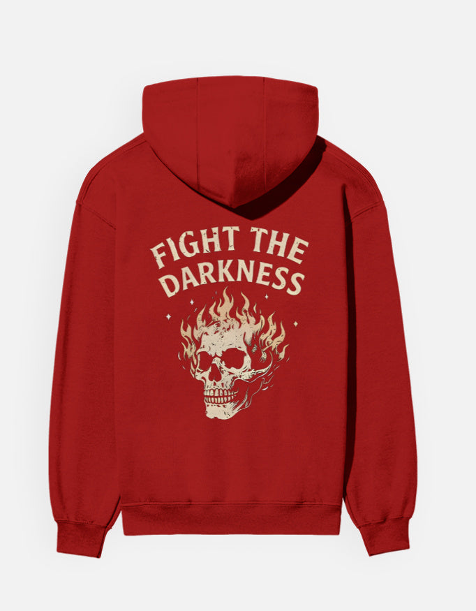 Fight The Darkness- Hoodie sweatshirt regular fit cotton fabric heavyweight fabric detail view by HAViT Apparel