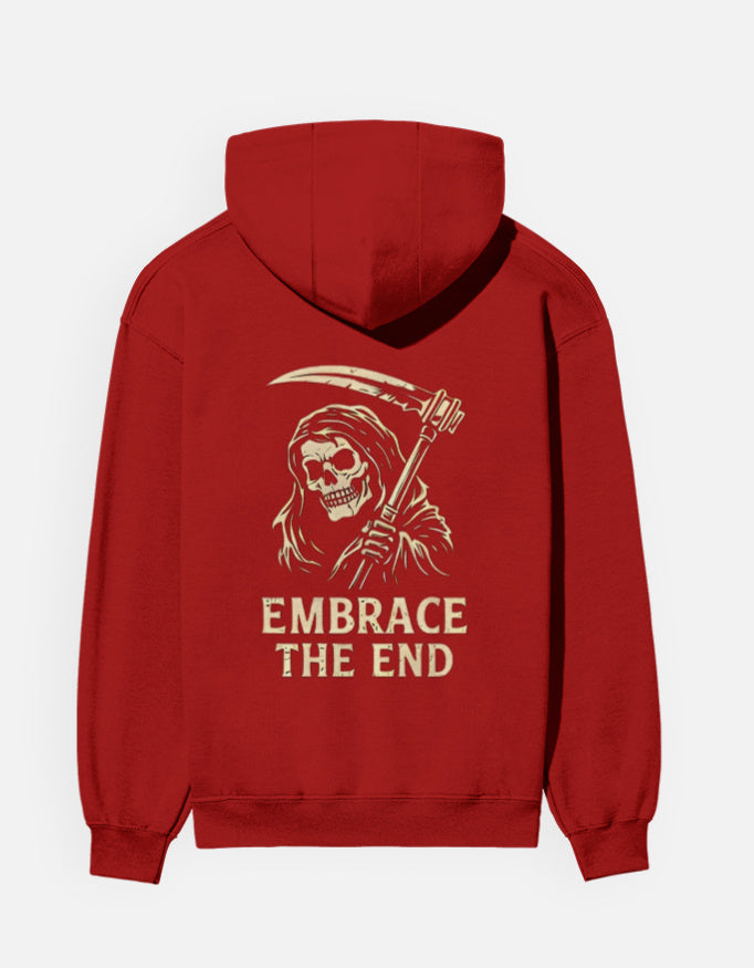 Embrace The End- Hoodie sweatshirt regular fit cotton fabric heavyweight fabric detail view by HAViT Apparel