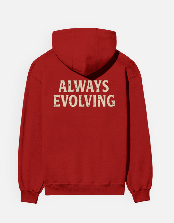 Always Evolving- Hoodie sweatshirt regular fit cotton fabric heavyweight fabric detail view by HAViT Apparel