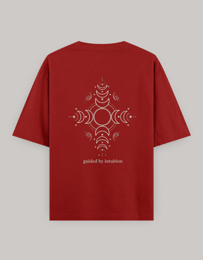 Cosmic Intuition Oversized Women’s T-Shirt t-shirt oversized fit cotton fabric heavyweight fabric printed design detail view by HAViT Apparel