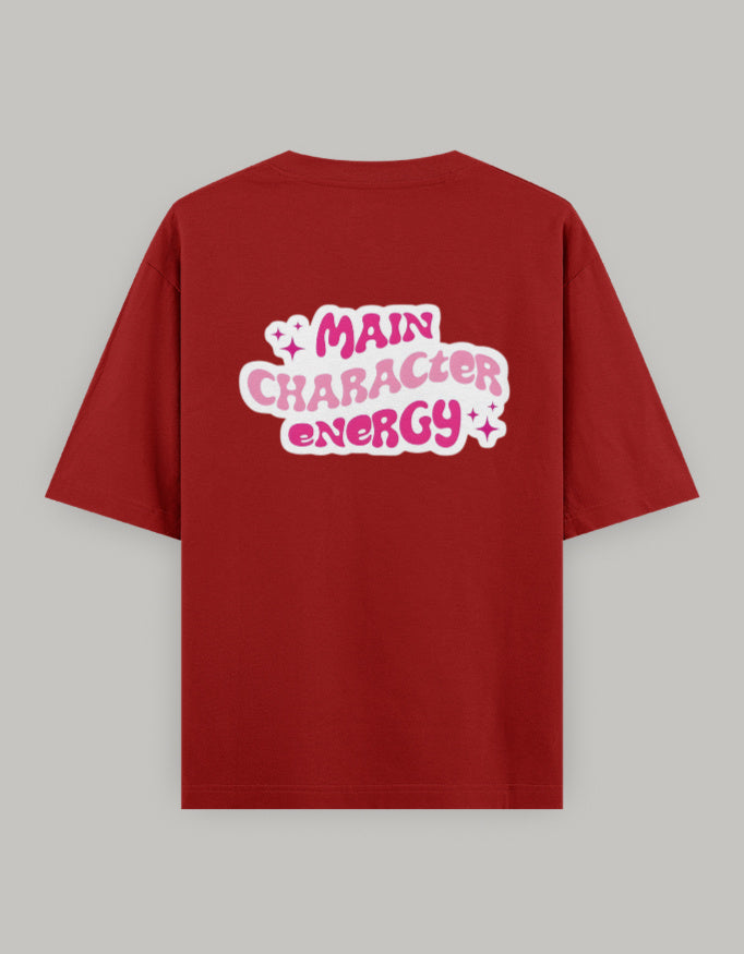 Main Character Vibes Oversized T-Shirt t-shirt oversized fit cotton fabric heavyweight fabric graphic print printed design detail view by HAViT Apparel