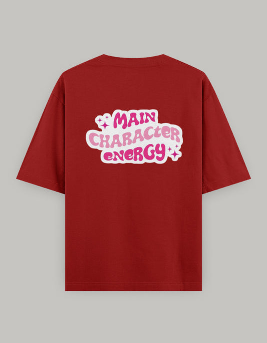 Main Character Vibes Oversized T-Shirt t-shirt oversized fit cotton fabric heavyweight fabric graphic print printed design detail view by HAViT Apparel