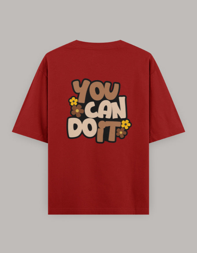 Believe in You Floral Oversized Tee t-shirt oversized fit cotton fabric heavyweight fabric printed design detail view by HAViT Apparel