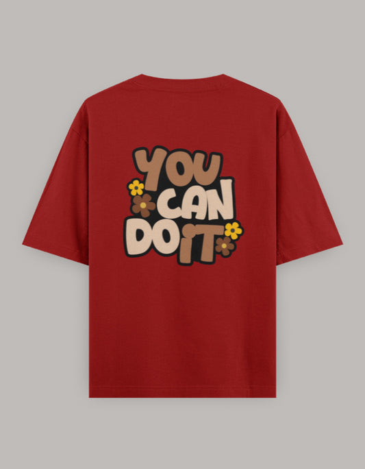 Believe in You Floral Oversized Tee t-shirt oversized fit cotton fabric heavyweight fabric printed design detail view by HAViT Apparel