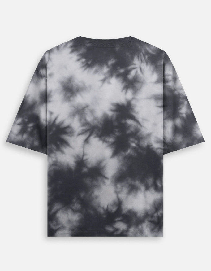Black White-Tie Dye Oversized T-Shirt t-shirt oversized fit cotton fabric heavyweight fabric detail view by HAViT Apparel