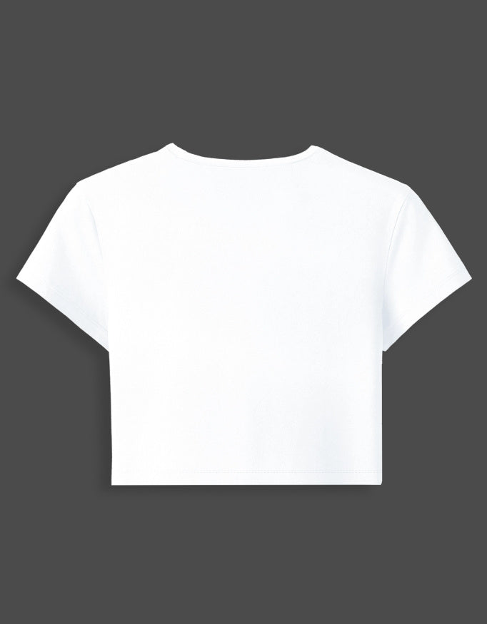 Celestial Guardian Baby Tee cotton fabric heavyweight fabric detail view by HAViT Apparel