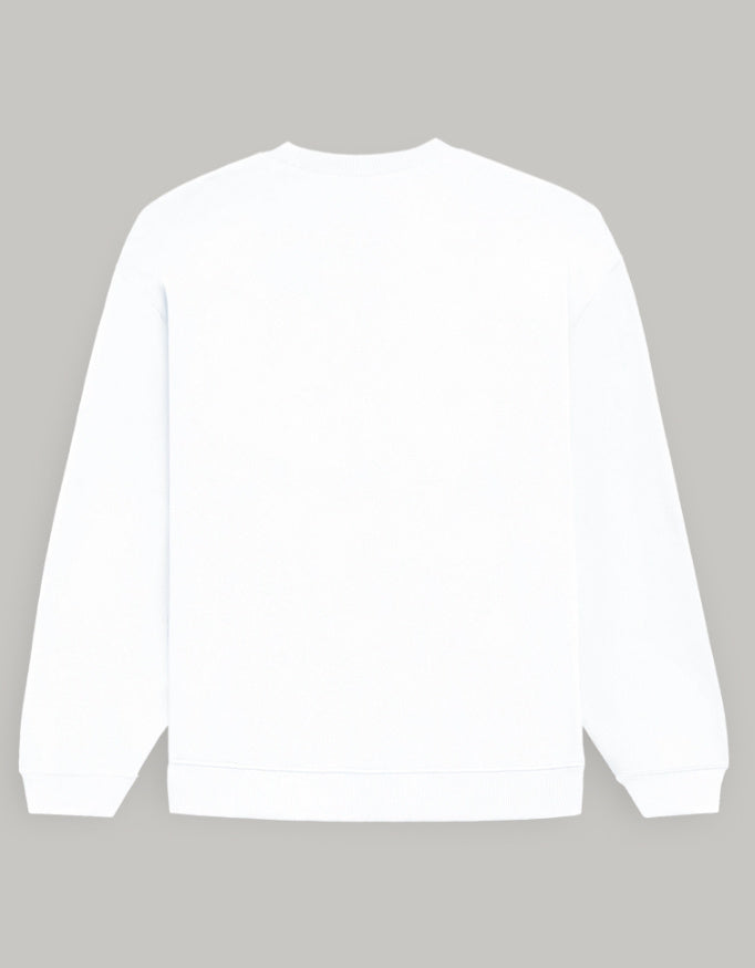 Premium Oversized Sweatshirt with EVOLVE Vertical Design Bold Edition sweatshirt oversized fit cotton fabric heavyweight fabric printed design detail view by HAViT Apparel