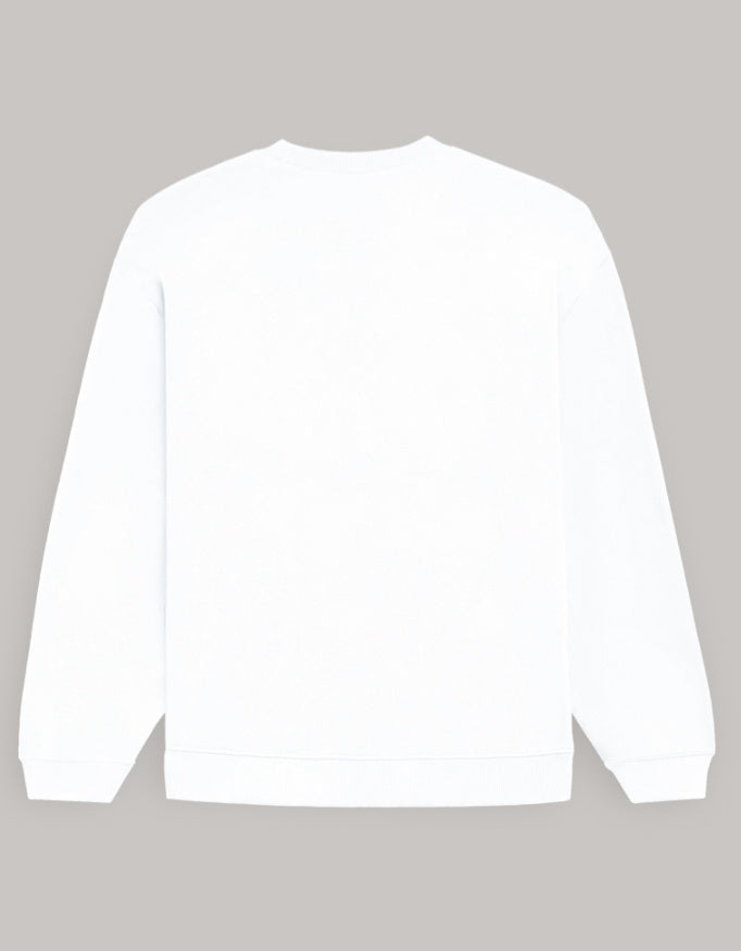 Women’s Oversized Perfectly Imperfect Sweatshirt – Minimal Aesthetic sweatshirt oversized fit cotton fabric heavyweight fabric printed design detail view by HAViT Apparel